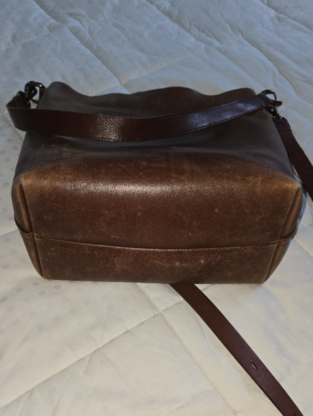 Madewell Brown Leather Bucket Shoulder Bag - Picture 6 of 8